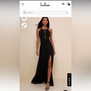 Lulu’s Romantic Mood Black Lace Sleeveless Maxi Dress Size Small